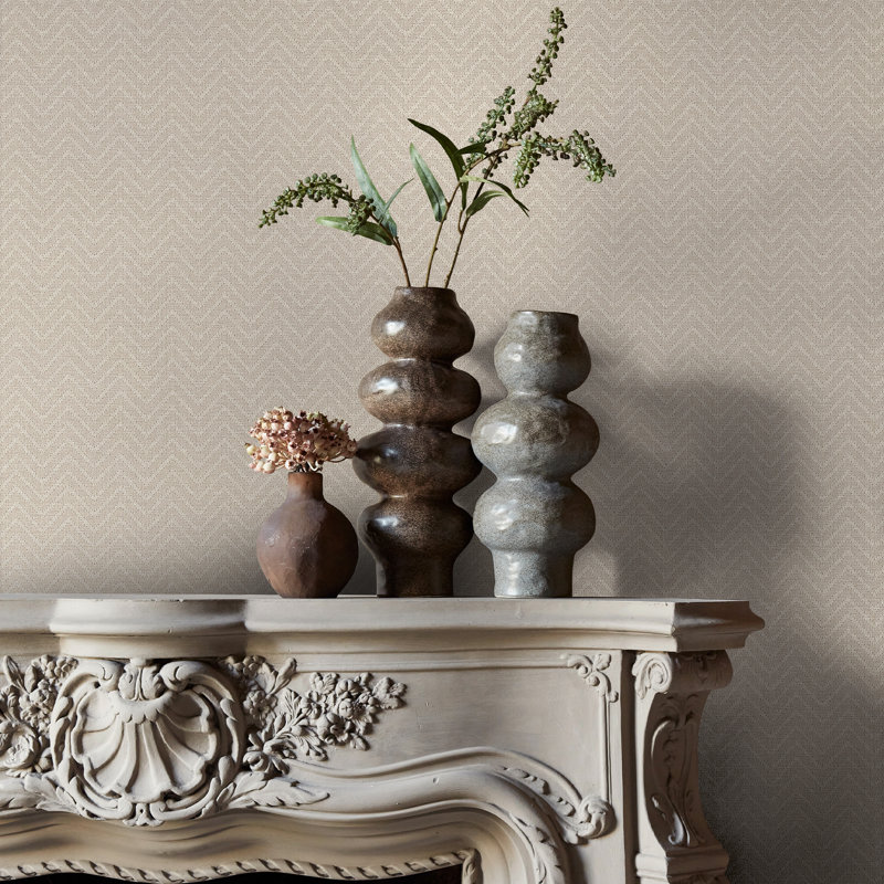 Herringbone Weave Pebble Wallpaper, Cream