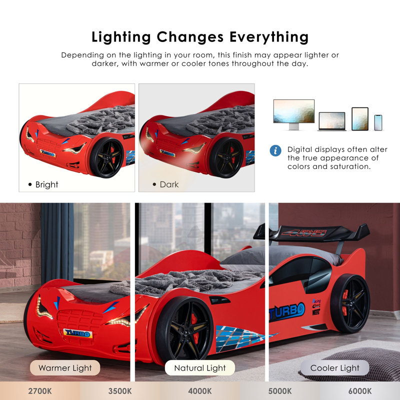 Roket Twin Car Bed with LED Headlights