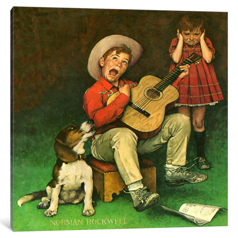 « the music man » par norman rockwell, reproduction d’art sur toile tendue, H 37 po x l 37 po x P 1,5 po