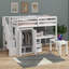 Lit mezzanine avec escalier, bibliothèque, tiroirs, bureau et garde-robe-109931863-109931862
