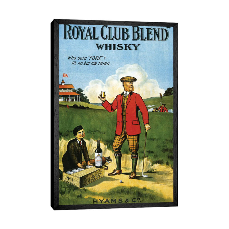 1908 Royal Club Whisky - Print on Canvas, 66.04 cm H x 45.72 cm W, Black Framed