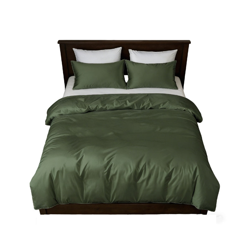 Geometric Duvet Cover Set, Double Duvet Cover + 2 Pillowcases, Green