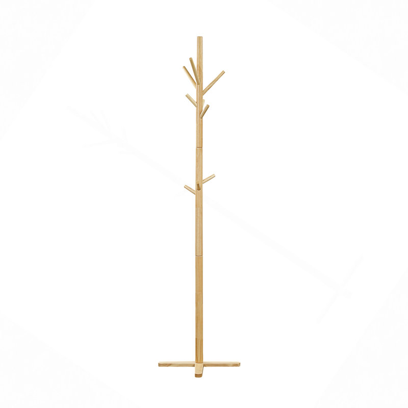 Coat Rack Solid Wood, 9 Hooks Coat Hanger Stand Entryway Home Furniture 1Pc