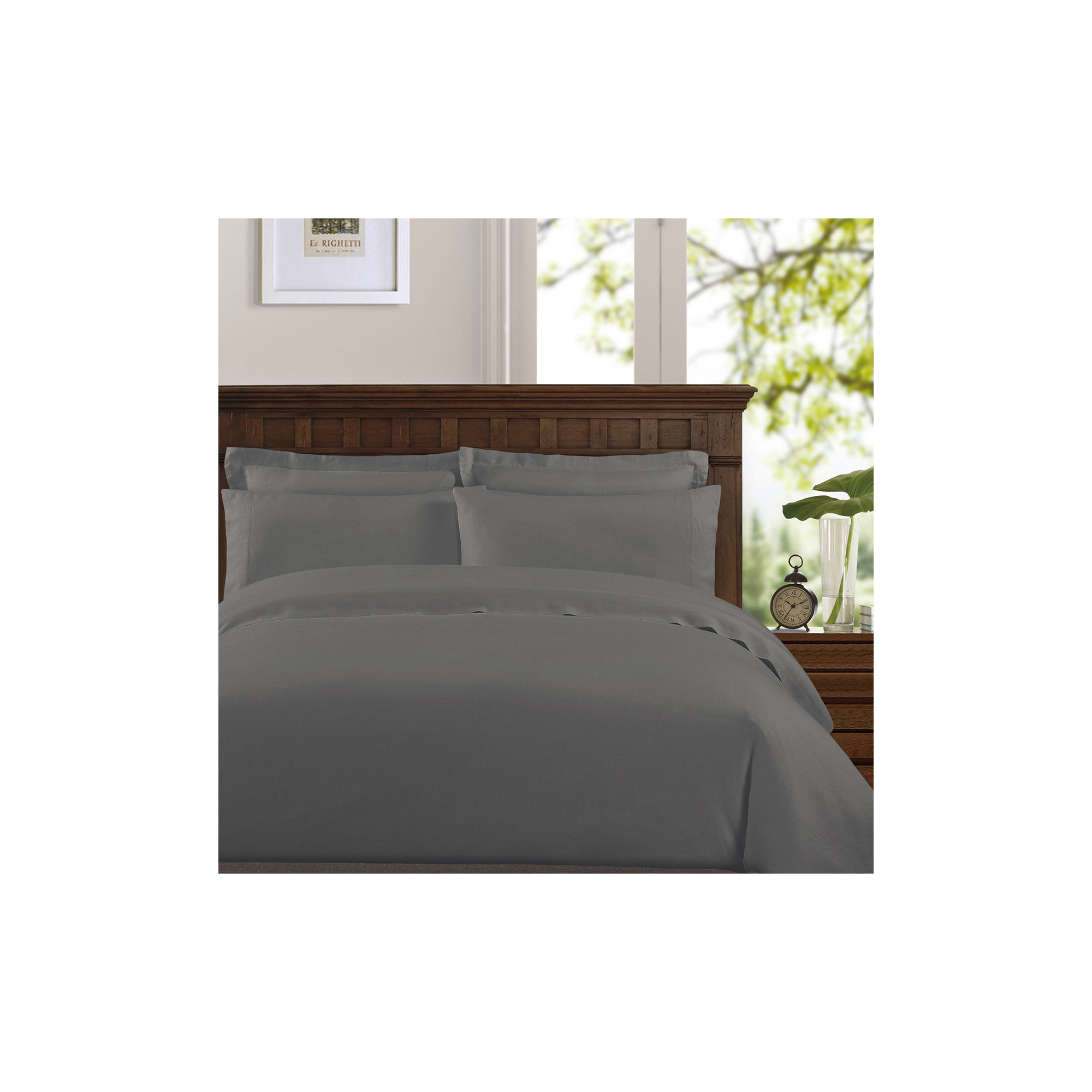 Frazier 100% Linen Machine Woven Sheet Set, California King Sheet Set with 2 Pillowcases, Slate Gray