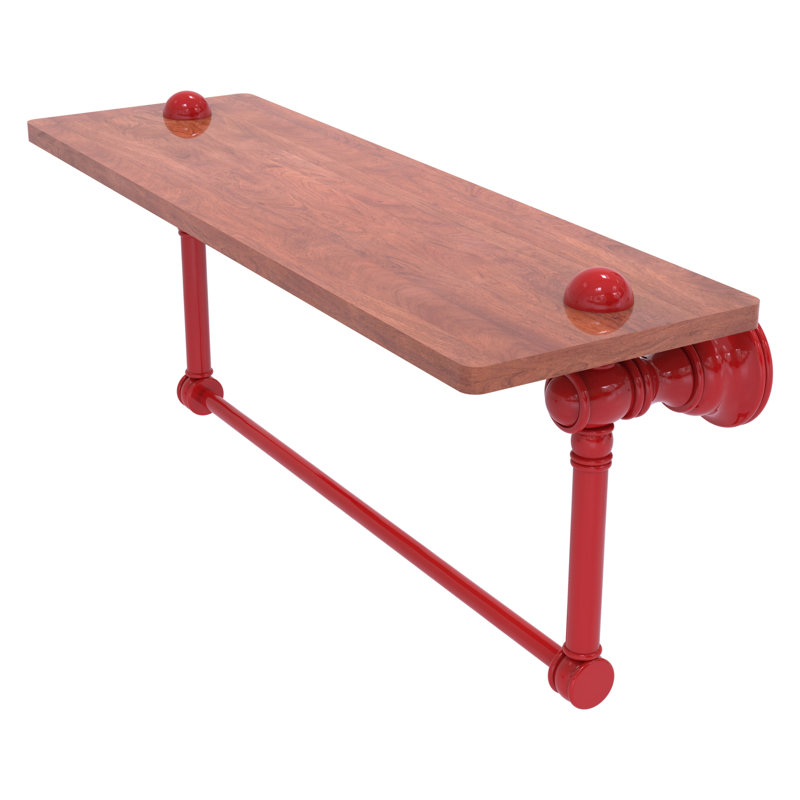 Tablette flottante avec barre à serviettes Carolina, H 7 po x l 16 po x P 5,54 po, Rouge pompier