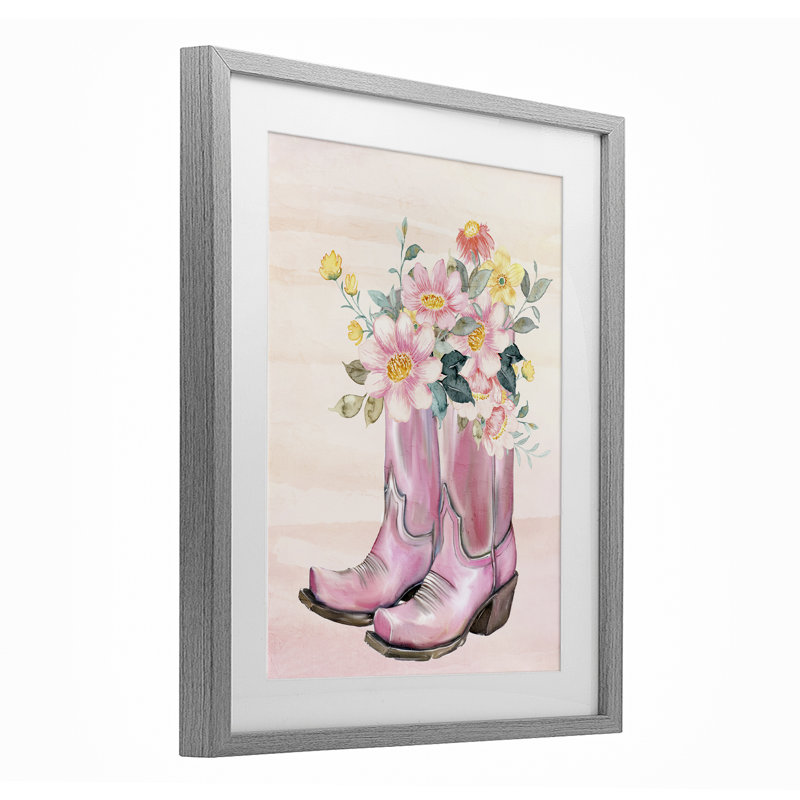 Motif de fleurs sauvages Wildflower, H 21 po x l 17 po, Cadre de ferme gris