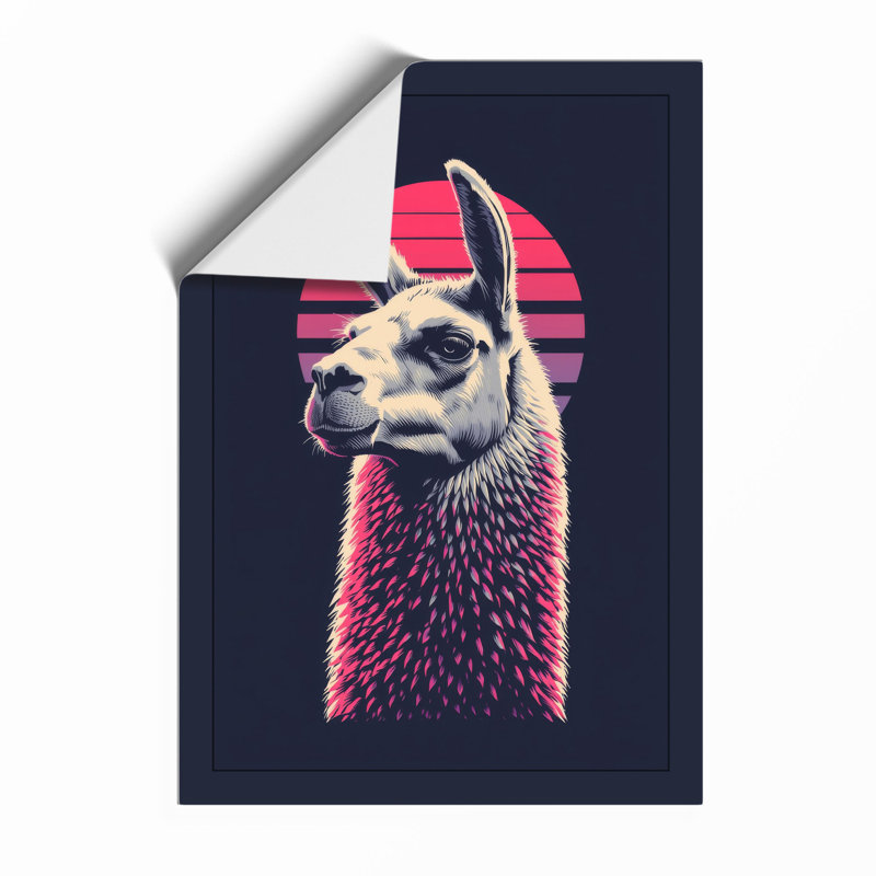 Llama Geometric Gaze Modern - Framed Print, Unframed, A1 - 84.1 x 59.4 cm
