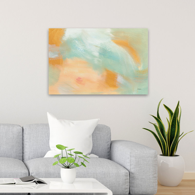 Abstrait abstrait lever de soleil contemporain beige, H 36 po x l 24 po
