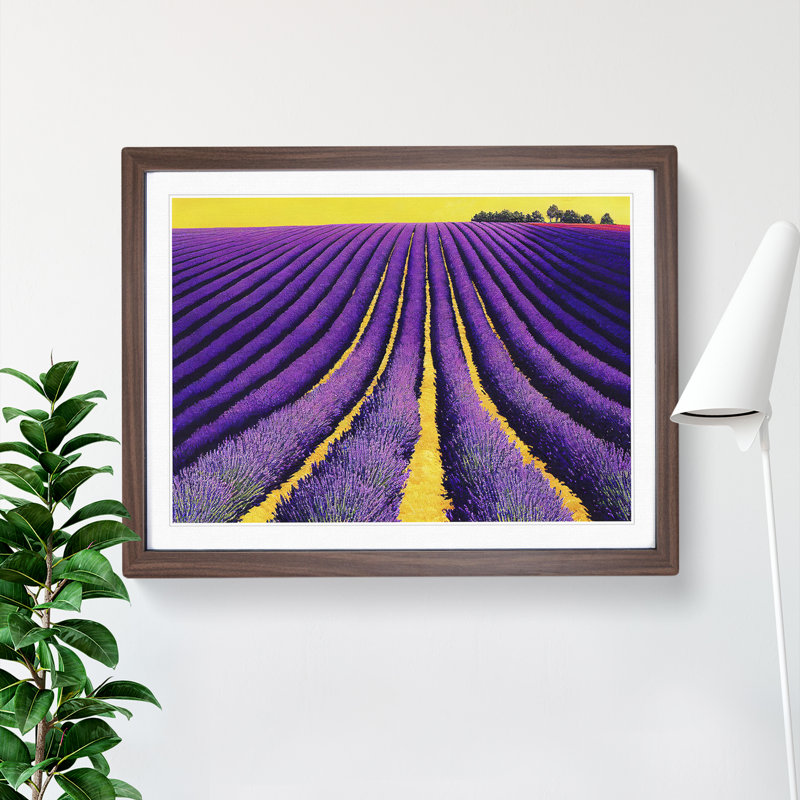 Flawless Lavender Flower Field 1 Piece Single Picture Frame Wall Art, 34cm H x 46cm W x 2cm D, Walnut