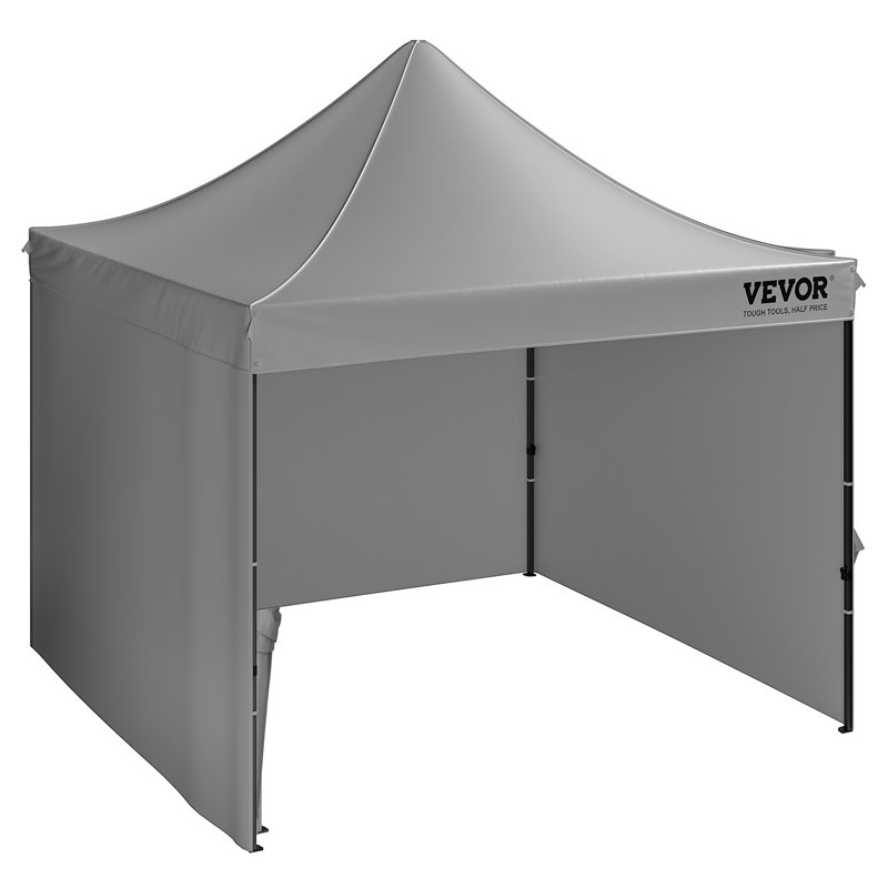 VEVOR 10x10 FT Gray Pop-Up Canopy Tent with Sidewalls