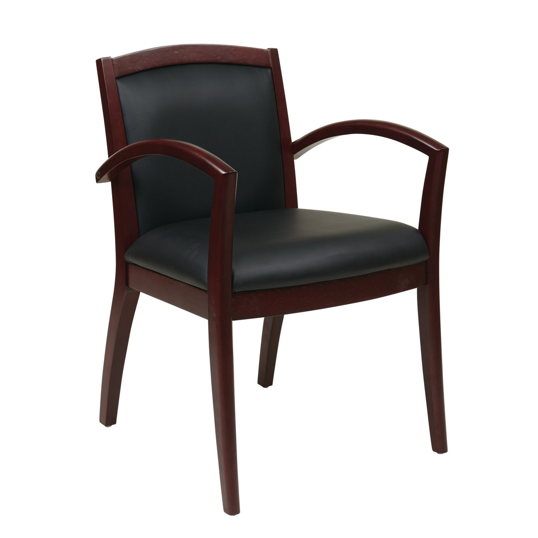 Deedee Leather Seat Waiting Room Chair with Wood Frame Winston Porter 