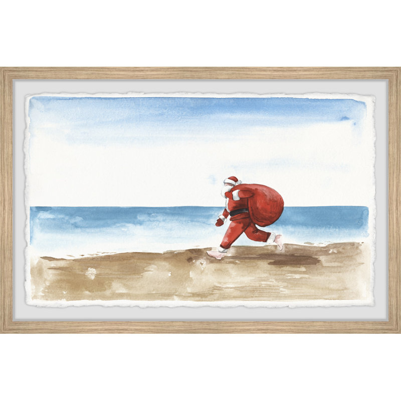 Runaway Santa - Single Picture Frame Painting, 38cm H x 45cm W x 3.81cm D