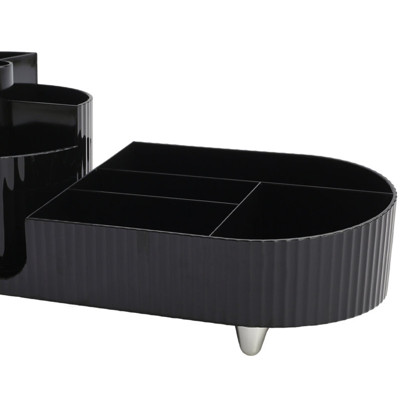 Nakayah Plastic 9 Compartment Makeup Organizer, Black