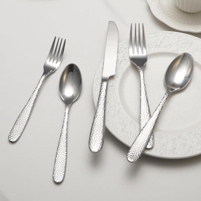 40-Piece Hammered Flatware Set For 8, Stainless Steel Gold Silverware Set With Mirror Polish, Heavy Duty Dishwasher Safe Cutlery For Home And Restaurant Use