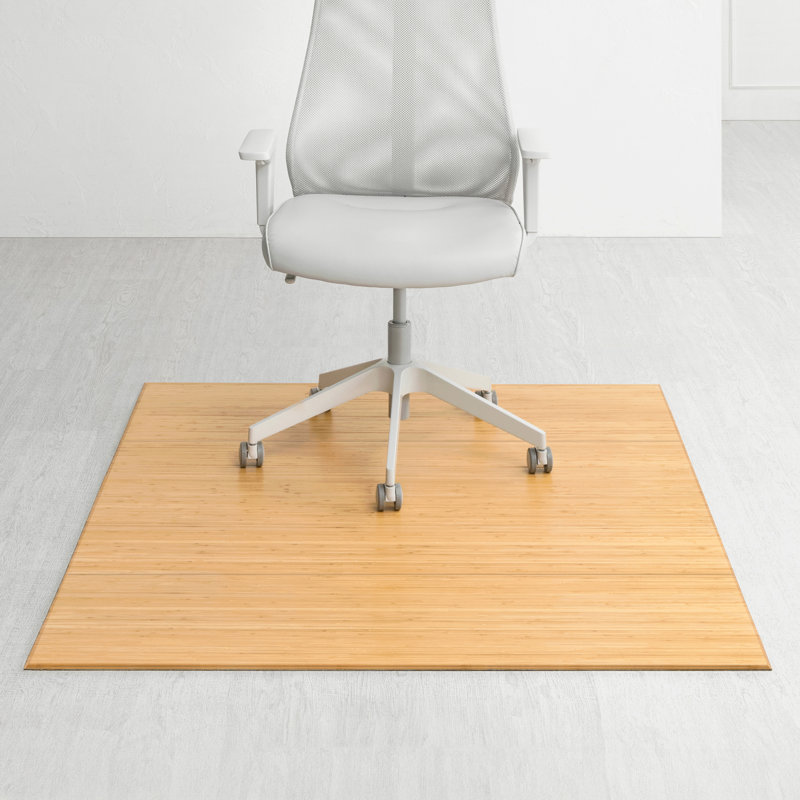 Tapis de chaise standard en bambou épais de 12 mm d'épaisseur - antidérapant, rectangulaire, idéal pour les planchers de bois franc