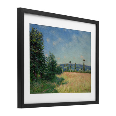 Reproduction sous verre encadrée de sahra Meadows in Morning Sun, design par Alfred Sisley