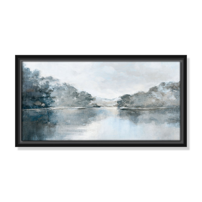 Whispers of the Blue Lake - Version panoramique, impression par Luna Mavis, H 9,5 po x l 17,5 po, Noir