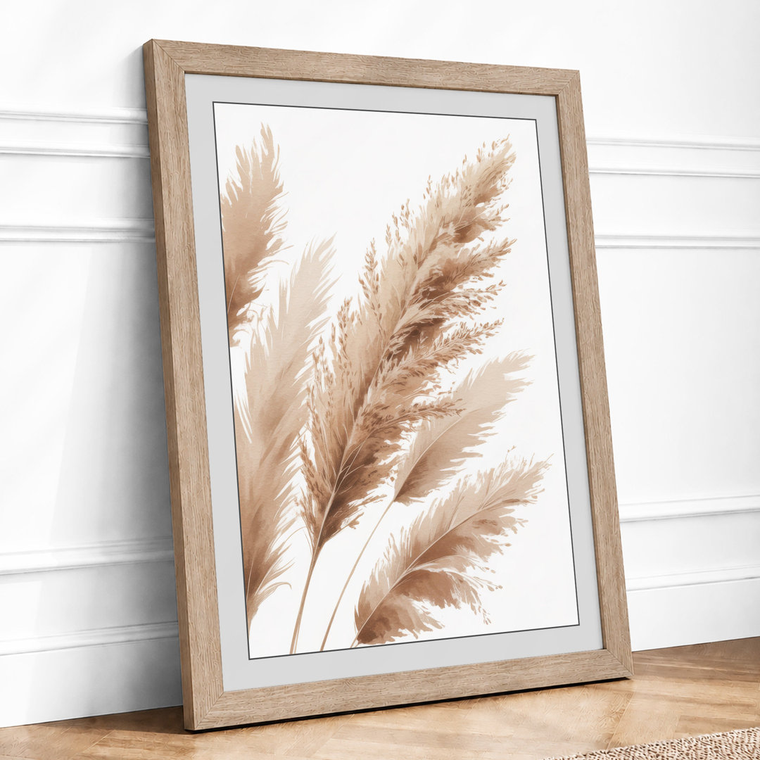 Pampas Grass Plumes Botanical - Framed Print
