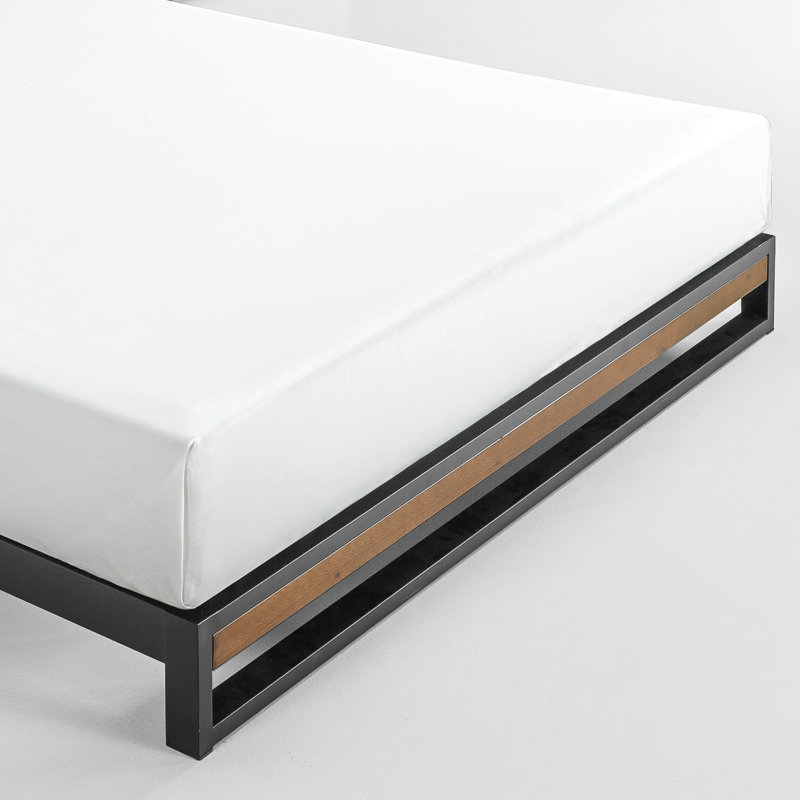 Baghdo Low profile Metal Bed Frame with Bamboo Headboard, Super King (6')
