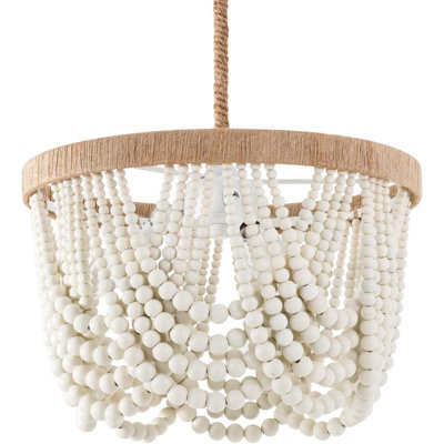 Luminaire suspendu bohémien en perles de bois