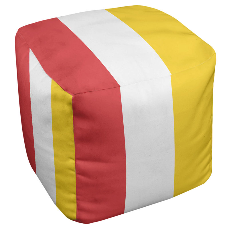 Repose-pieds cube rayures maryland, Rouge / Blanc / Jaune