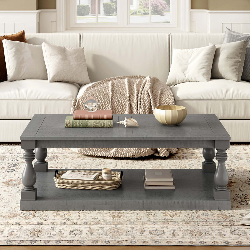 Table basse rétro avec pieds de colonne en vase artistique