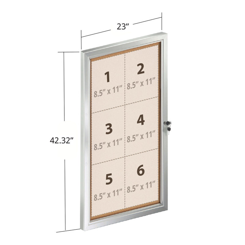 Small Enclosed Cork Bulletin Board w/ Lock & Key