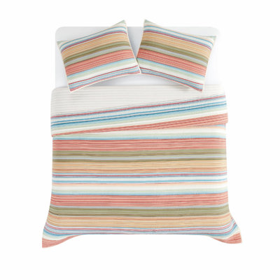 送料無料Brooklyn Loom Sunset Stripe Yarn Dye Collection, 3 Piece Quilt Set - Full/Queen, Orange Multi並行輸入 Brooklyn Bedding Weighted Double Duvet Brooklyn Loom Sunset Stripe