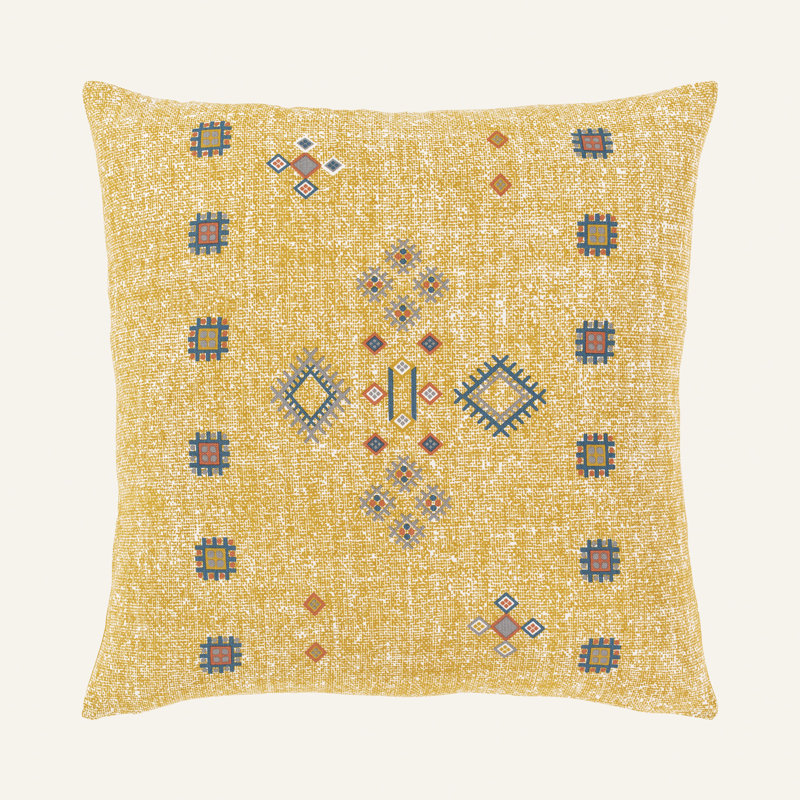 Amora Geometric Cotton Pillow Cover, Mustard