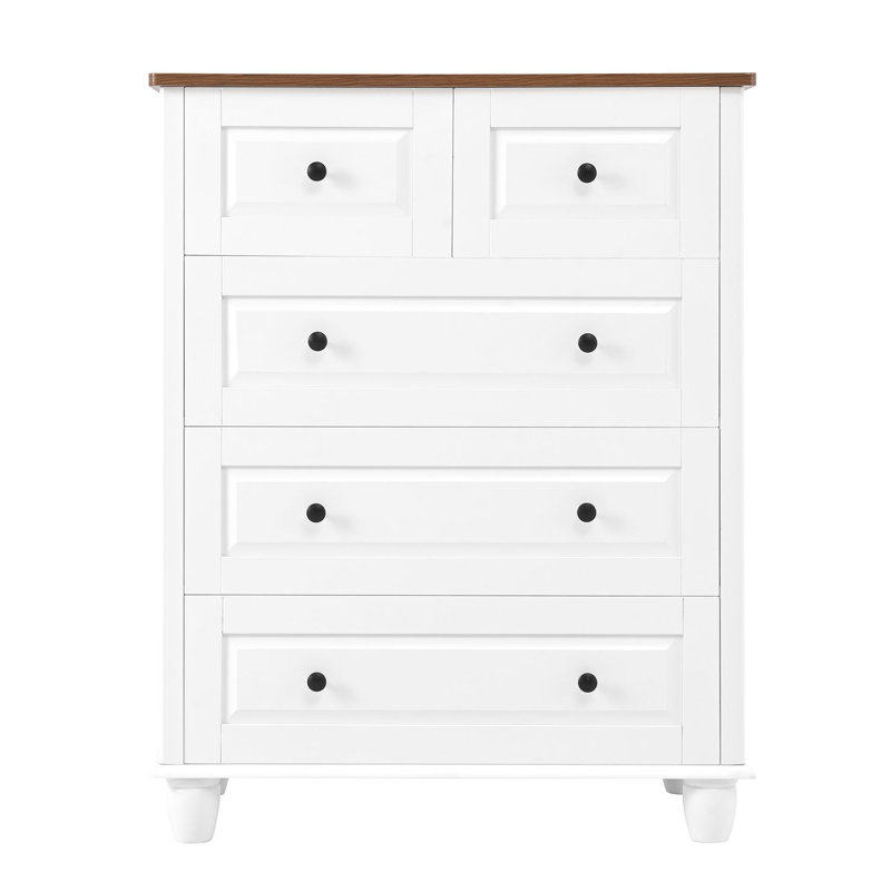 White 5-Drawer Tall Chest, Deep Storage for Living Room, Hallway, and Office, Maximizing Space and Style
