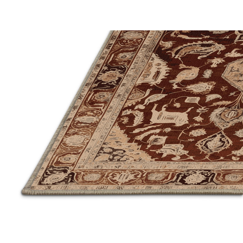 Machine Washable Persian Brown Area Rug, Square 8'