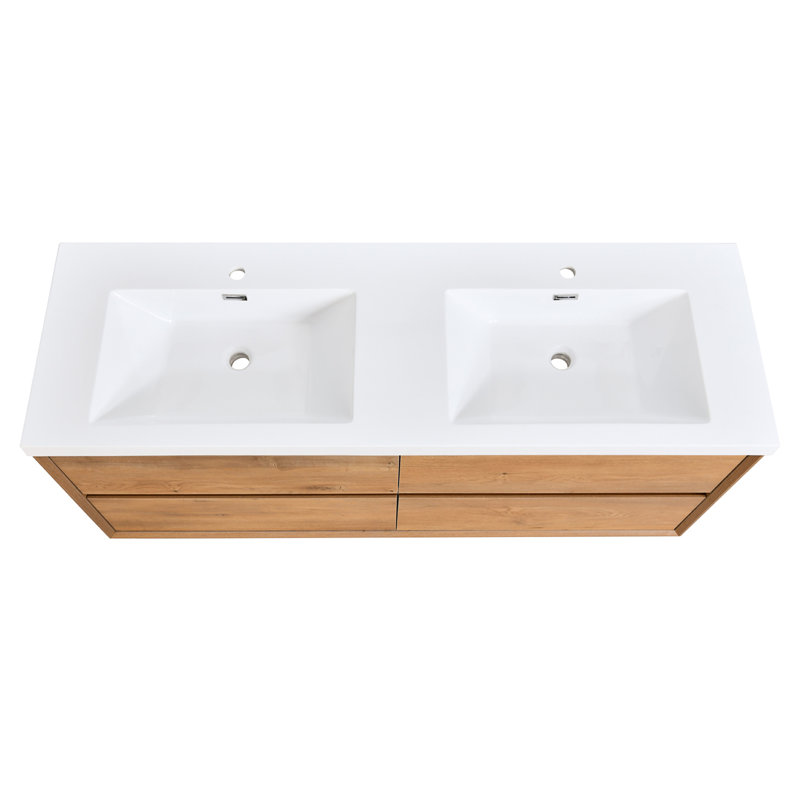 Meuble-lavabo mural 60 po, Chêne, 60"