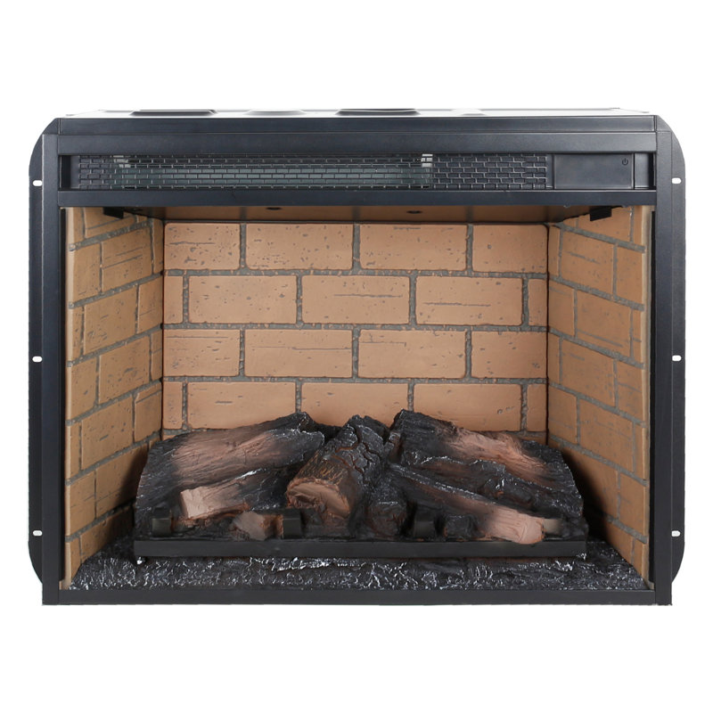 Foyer encastré à infrarouge à quartz - version bûche de bois de 23 po avec conception en brique. Puissance calorifique de 1500W. 5000 / H. Flamme réaliste. 4 options de luminosité. Approuvé UL. Caractéristiques doubles. Écoénergétique.