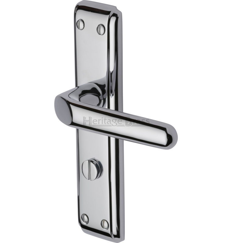 Heritage Brass Door Handle for Bathroom Deco Design, Polished Chrome