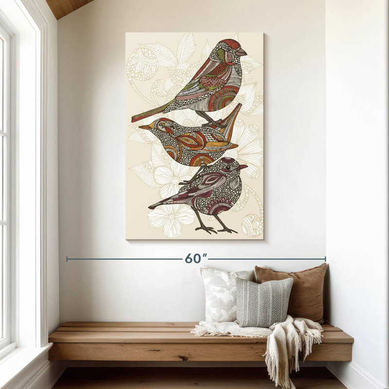 Trois petits oiseaux en ronce, H 48 po x l 32 po