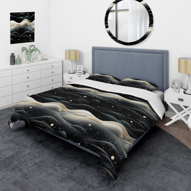 Amke Lunar Haze Moody Patterns - Ensemble de housse de couette abstrait - Microfibre de polyester