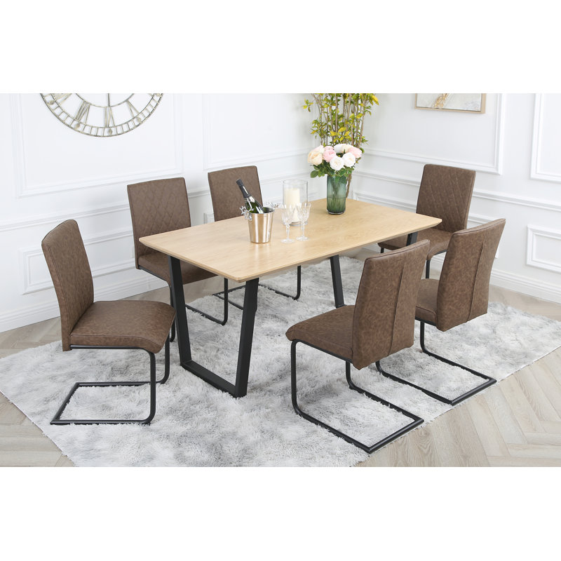 Asfand 6 - Person Dining Set, Oak, Brown