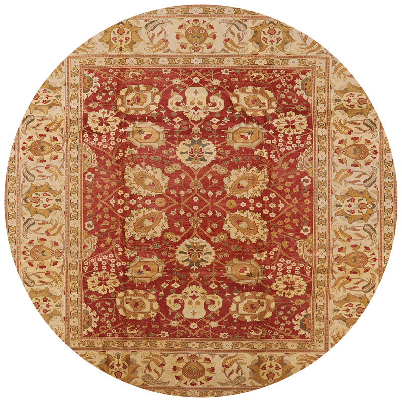 Tapis oriental brun clair / rouge Siger, Rond 7 pi