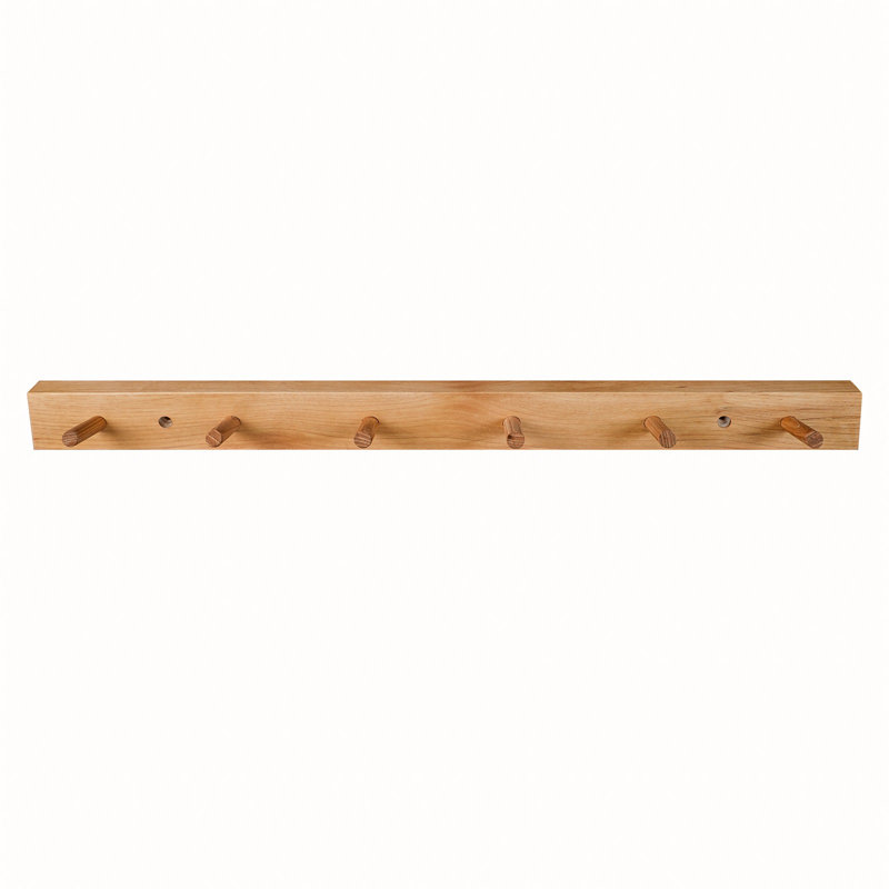 Wall Mounted Coat Rack, 2" H x 11.75" W x 0.75" D, Natural Hickory