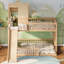 Lit superposé double au-dessus de grand lit double avec glissoire et échelle intégrée pour enfants, adolescents, maisonnette intérieure-2117467784