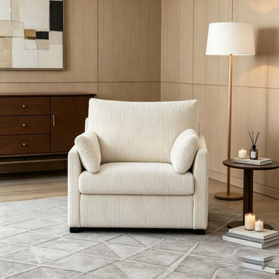 37.75" Corduroy Accent Chair with Side Storage Pockets