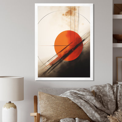 Reproduction d'art sur toile Mid-Century géométrique abstrait rouge pleine lune - Mid-Century moderne