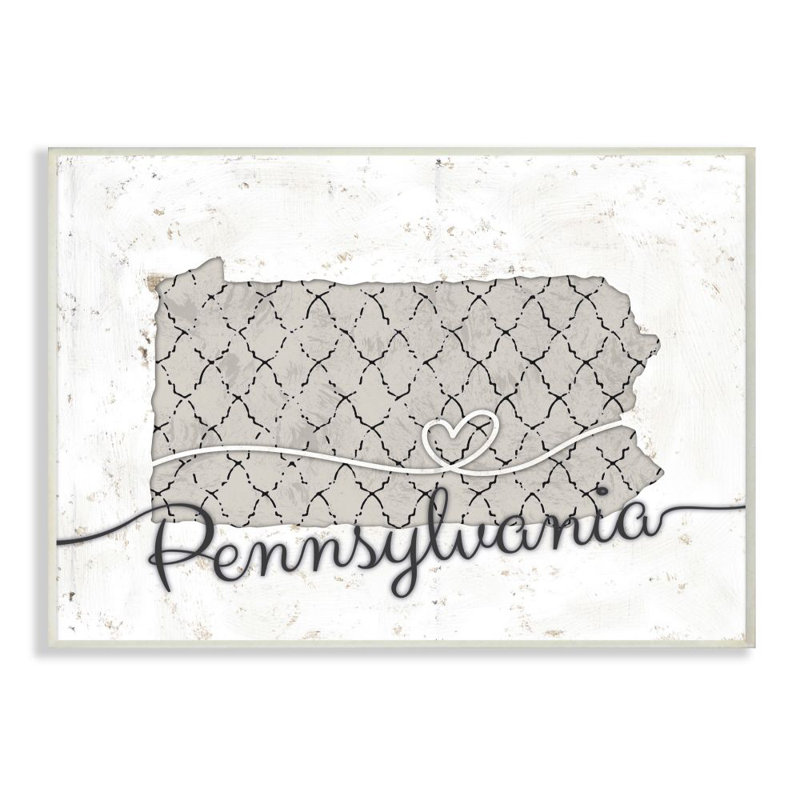 « pennsylvanie patterned gray state », impression sur toile, Plaque murale, H 10 po x l 15 po