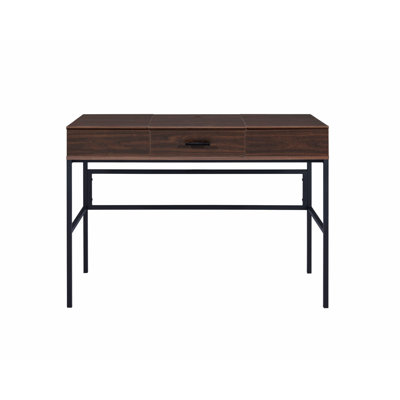 Bureau d'écriture avec port USB et 1 tiroir de rangement, bureau rectangulaire avec base en métal