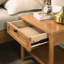 Ensemble de chambre à coucher 2 pièces en bois d'hévéa, lit plateforme avec table de chevet, grand