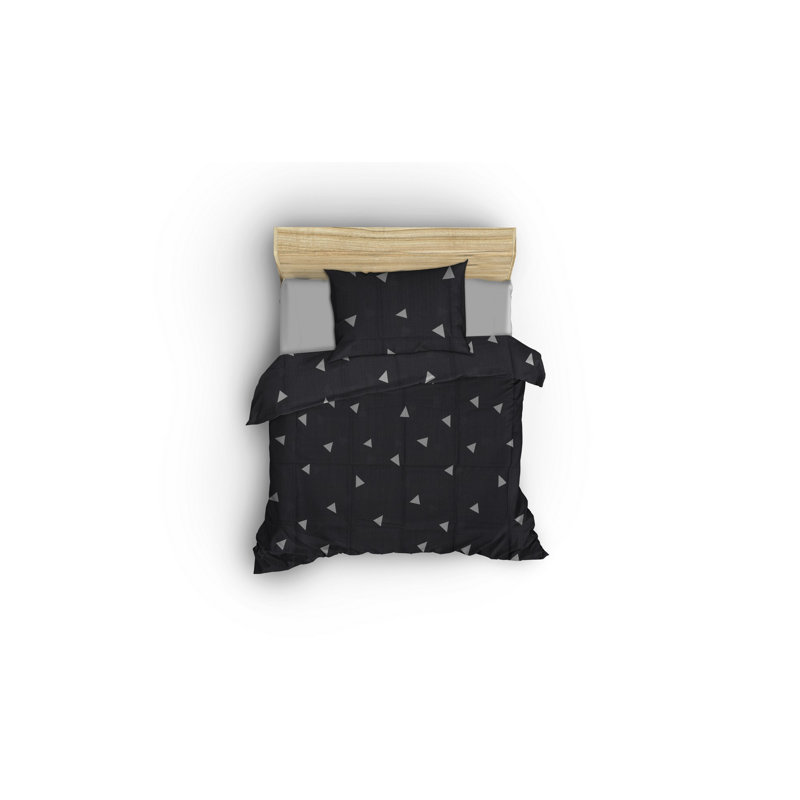 Ensemble de housse de couette en mélange de coton noir / blanc 3 pièces Jailey