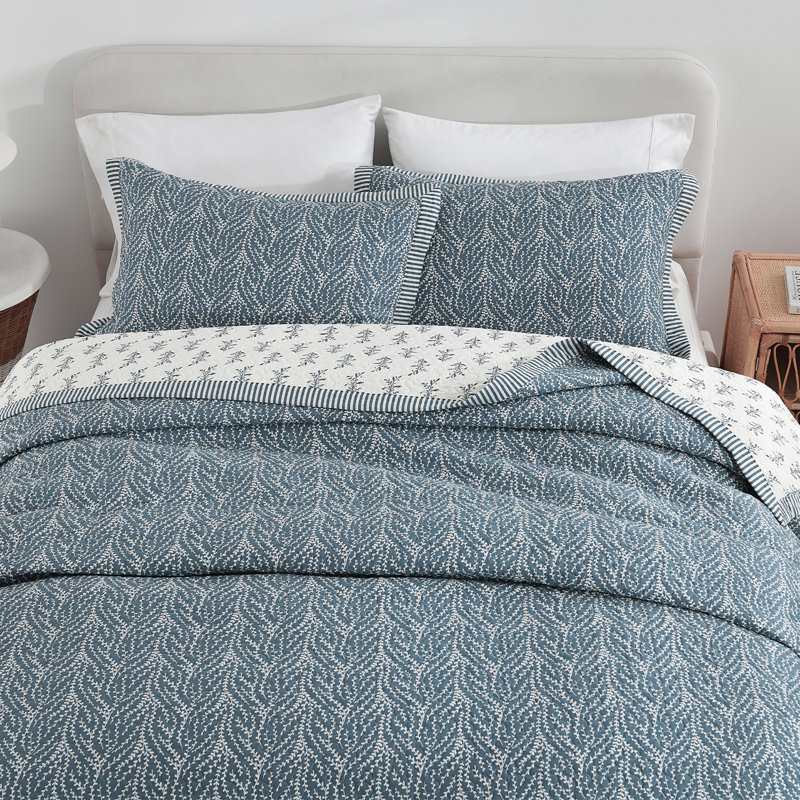 King Size White and Yellow Cotton Reversible Quilt Set