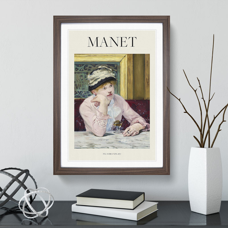 Plum Brandy Print by Edouard Manet - Picture Frame Painting, 65cm H x 48cm W x 2cm D, Walnut Framed