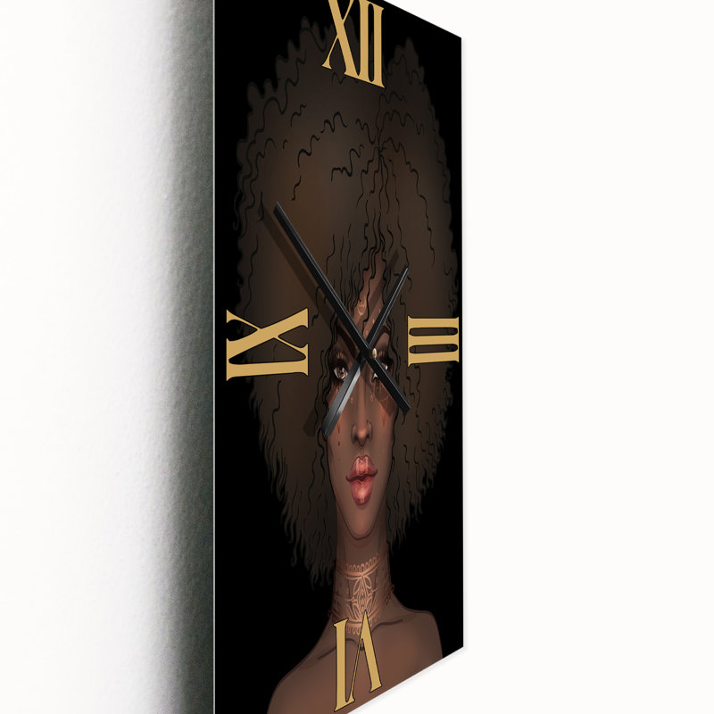 Portrait d'une femme afro-américaine III - Horloge murale moderne, Petit