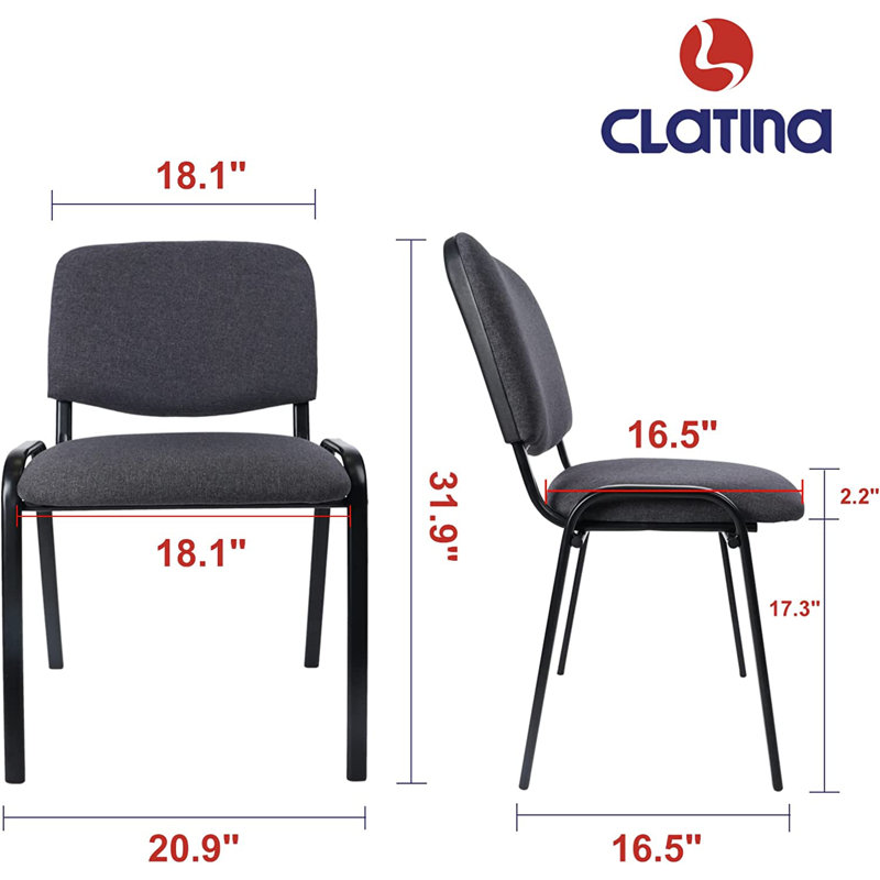Gray Fabric Stackable Chair with Metal Frame and Lumbar Support